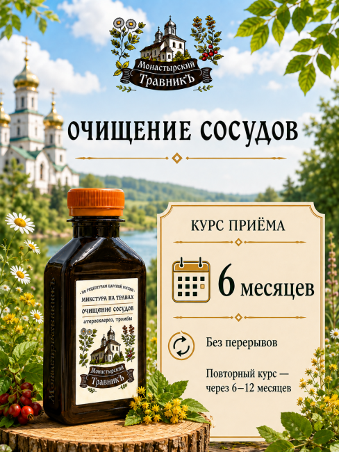 Микстура на травах "Очищение сосудов", 200мл