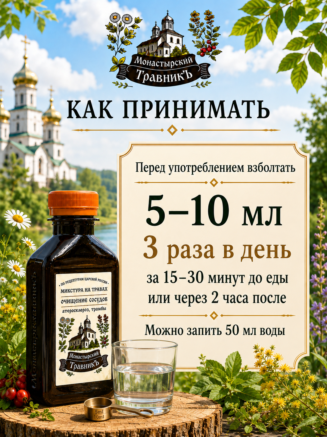 Микстура на травах "Очищение сосудов", 200мл