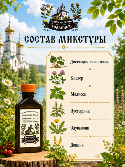 Микстура на травах "Очищение сосудов", 200мл