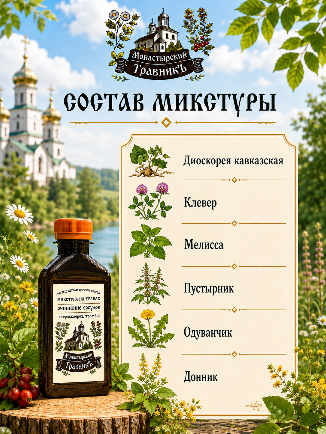 Микстура на травах "Очищение сосудов", 200мл