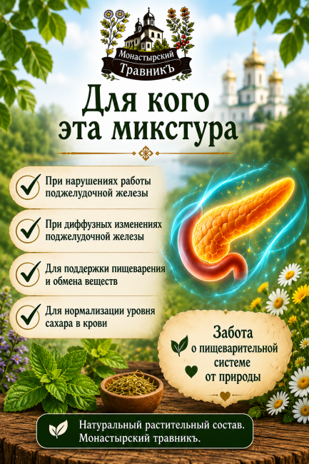 Микстура на травах „При диагнозе Панкреатит“