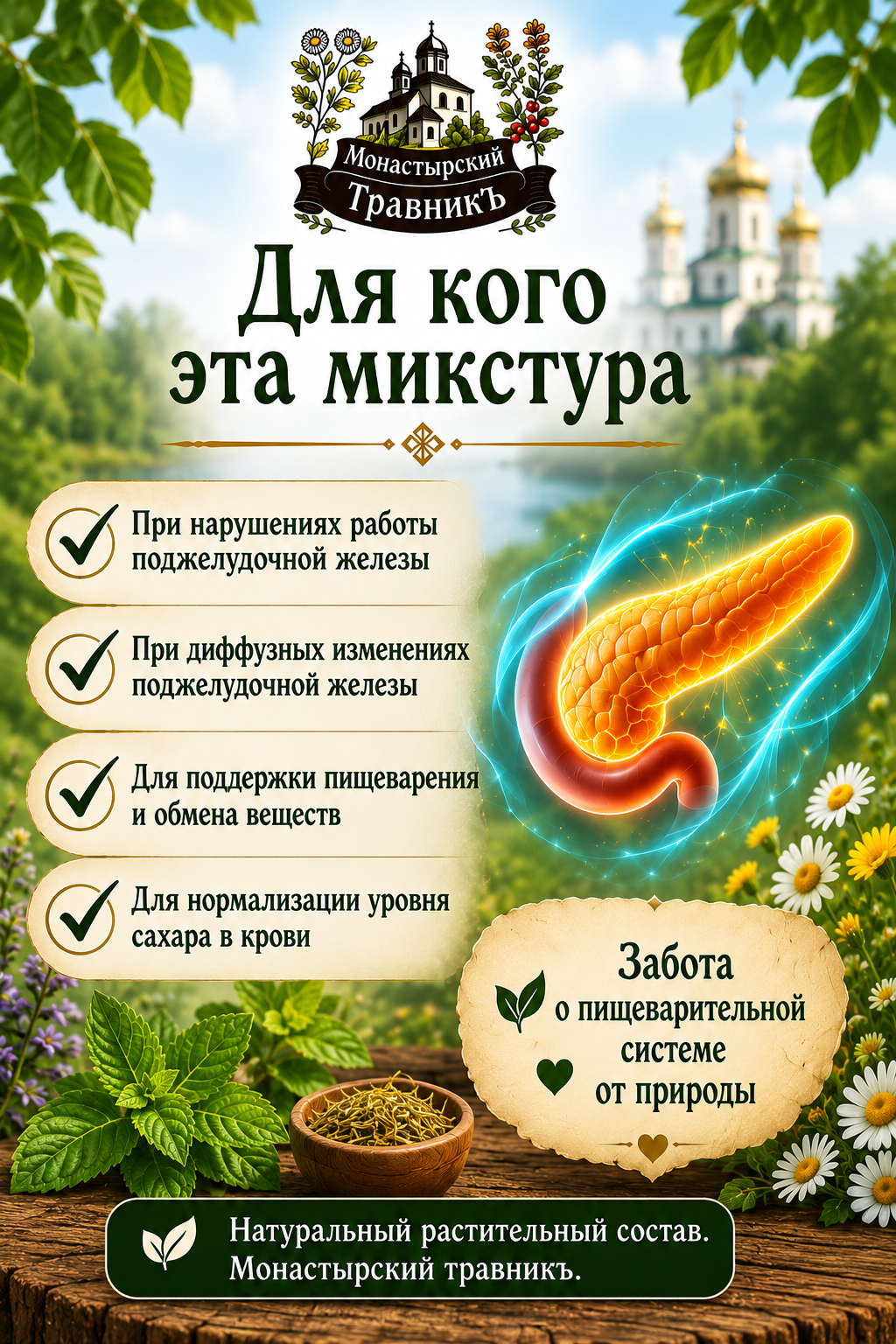 Микстура на травах „При диагнозе Панкреатит“
