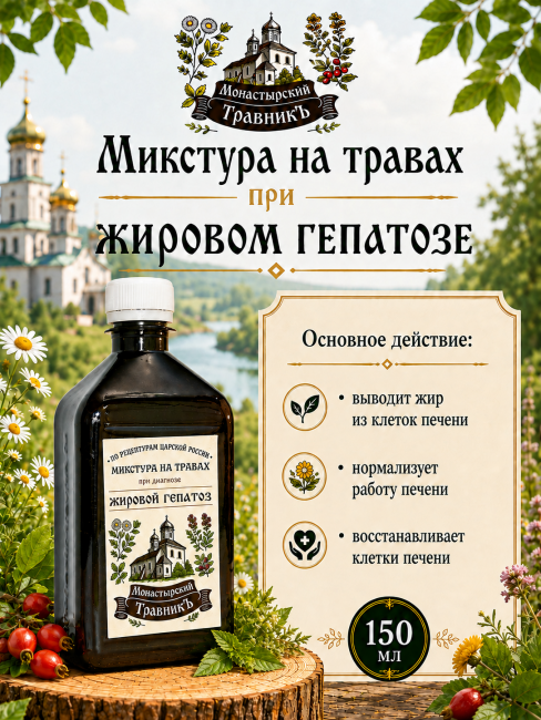 Микстура на травах "При диагнозе жировой гепатоз"