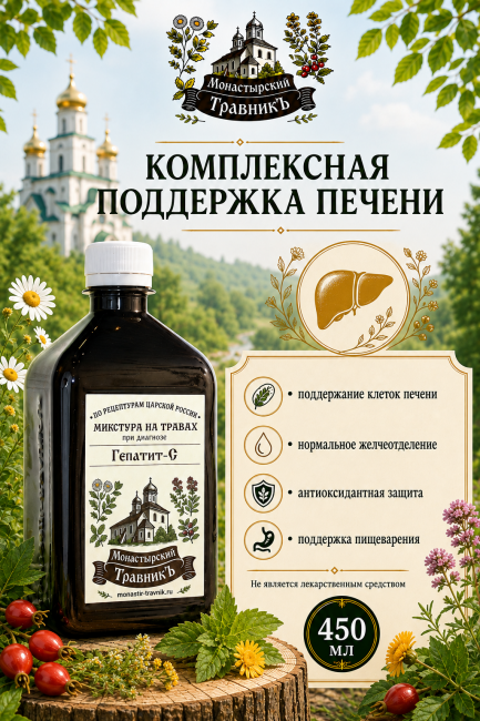 Микстура на травах "При диагнозе Гепатит-С", 450 мл
