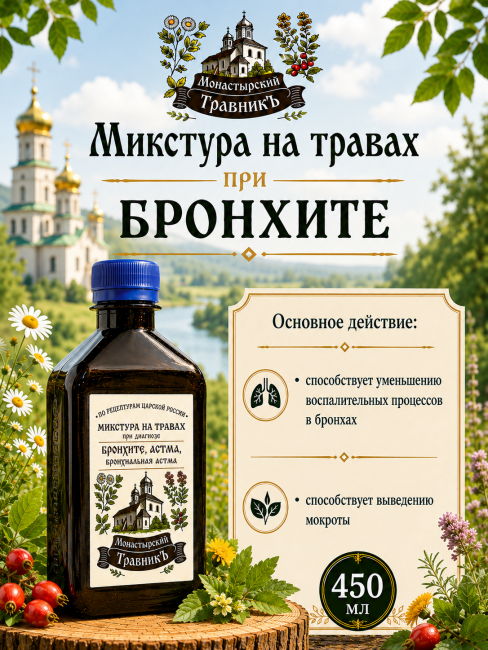 Микстура на травах "При диагнозе Бронхит"