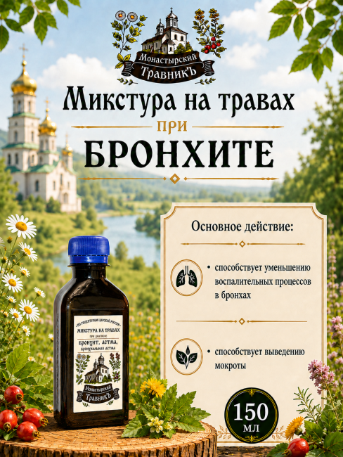 Микстура на травах "При диагнозе Бронхит"
