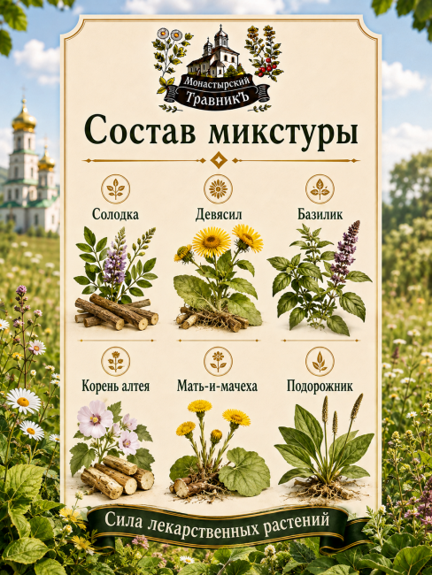 Микстура на травах "При диагнозе Бронхит"