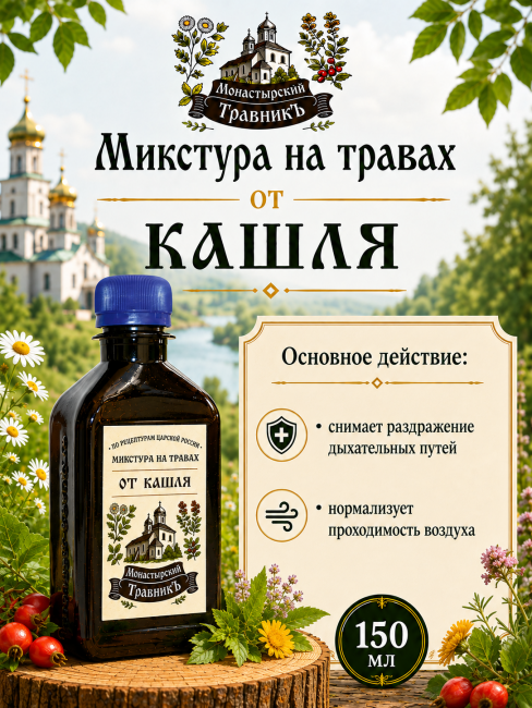 Микстура на травах "От кашля", 150мл