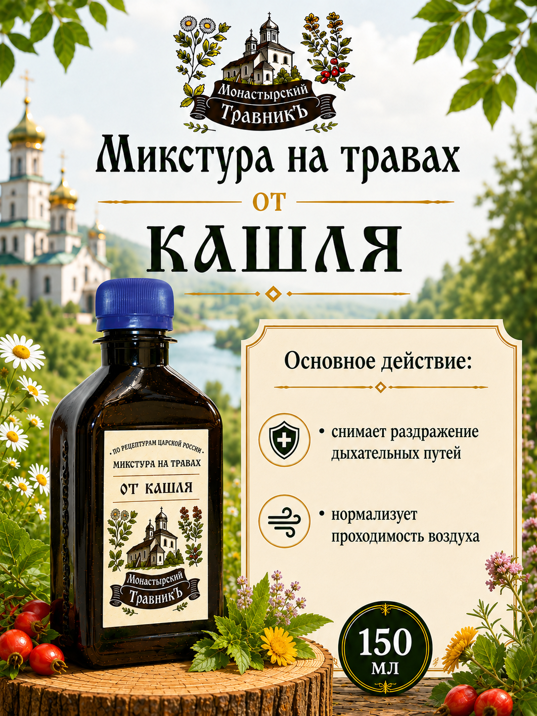 Микстура на травах "От кашля", 150мл