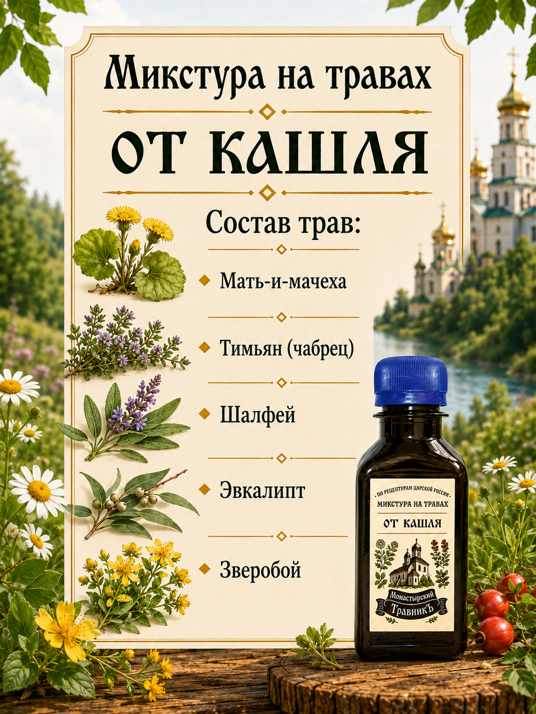 Микстура на травах "От кашля", 150мл