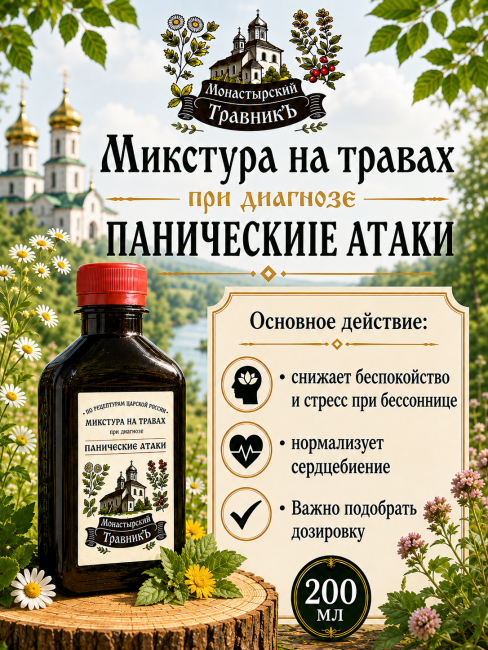 Микстура на травах "При диагнозе панические атаки", 200мл