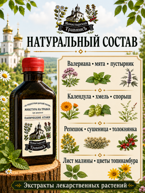 Микстура на травах "При диагнозе панические атаки", 200мл