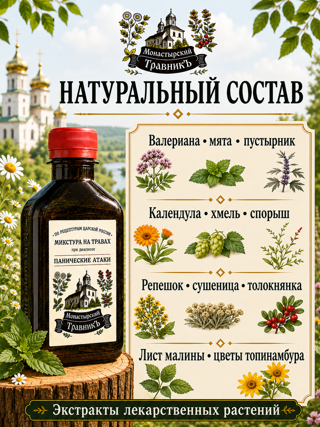 Микстура на травах "При диагнозе панические атаки", 200мл