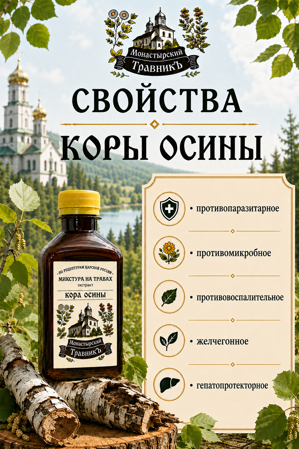 Микстура на травах "Экстракт коры осины"
